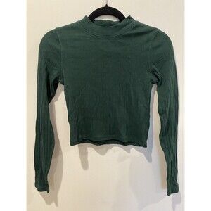 American Eagle Crop Top Womens Small Dark Green Stretch Minimalist Normcore